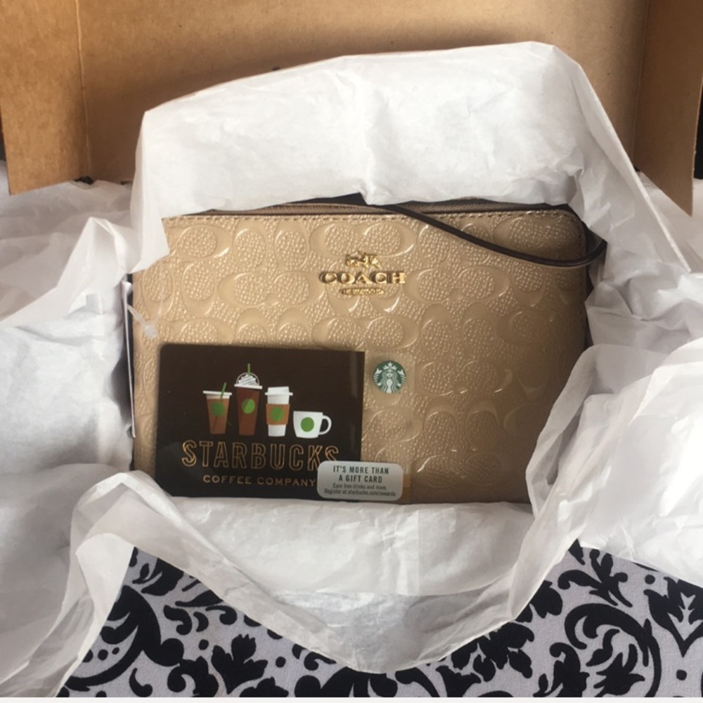 Coach wristlet & Starbucks gift card💕